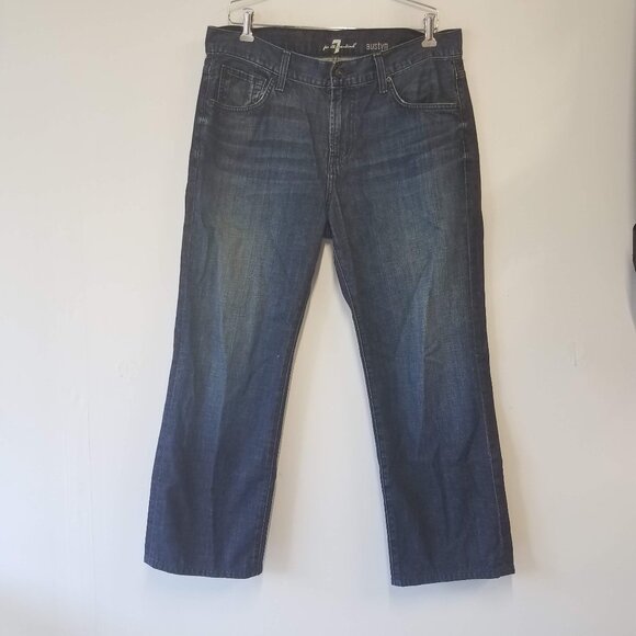 7 For All Mankind Jeans Men 34 Blue Austyn Relaxed Fit Straight Leg Denim - Picture 1 of 12